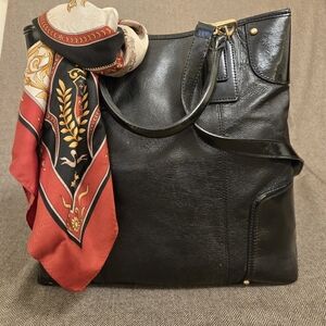 Talbots Black Leather Bag/ Tote